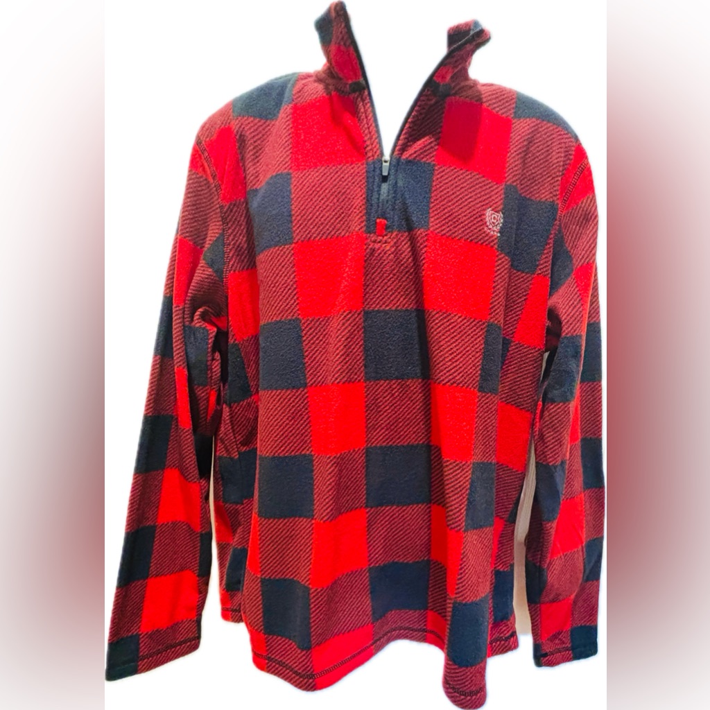 Chaps Men's Buffalo Check Quarter-Zip Fleece